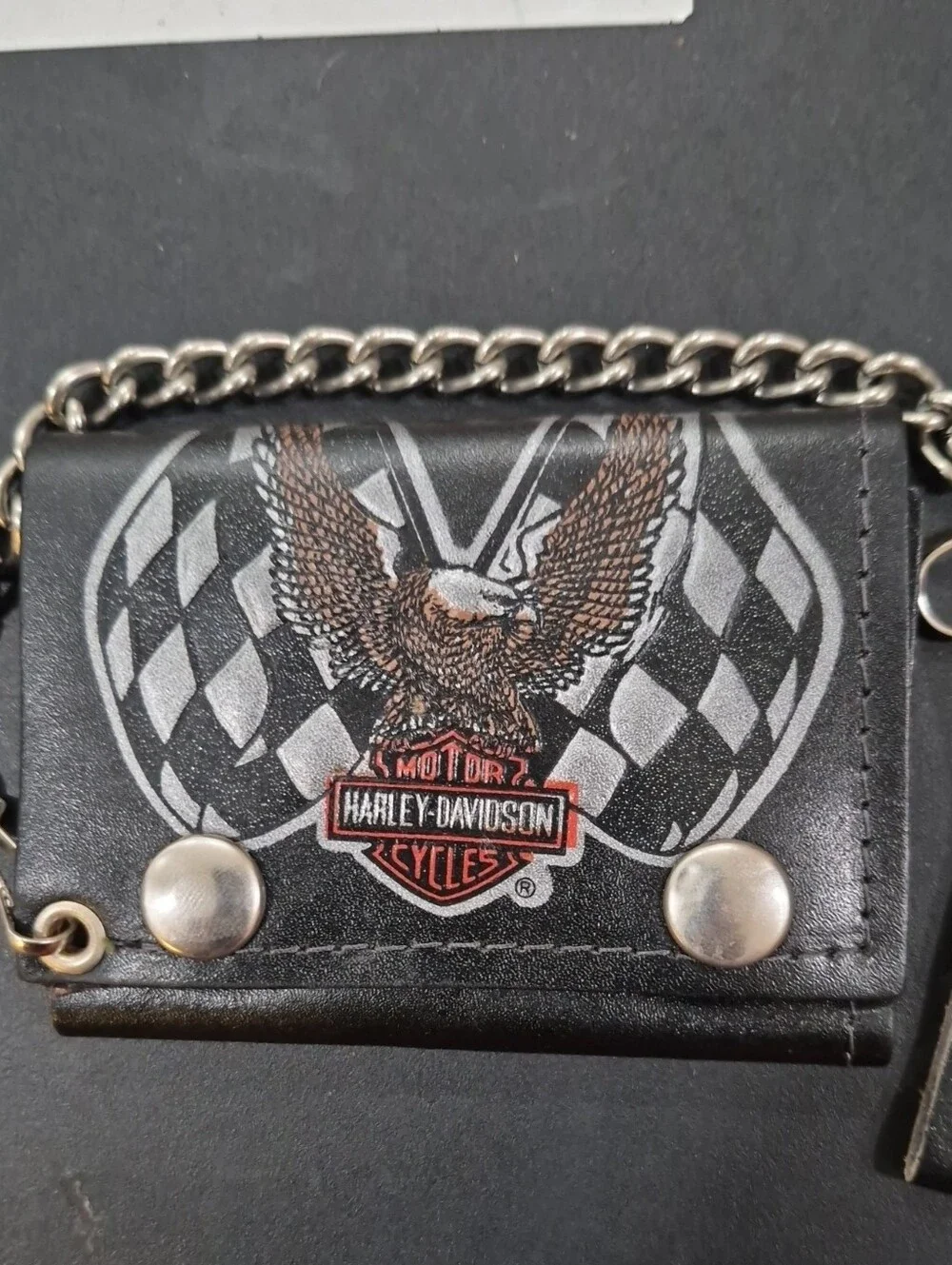 Vintage Harley-Davidson Black Leather Wallet with Eagle Crest